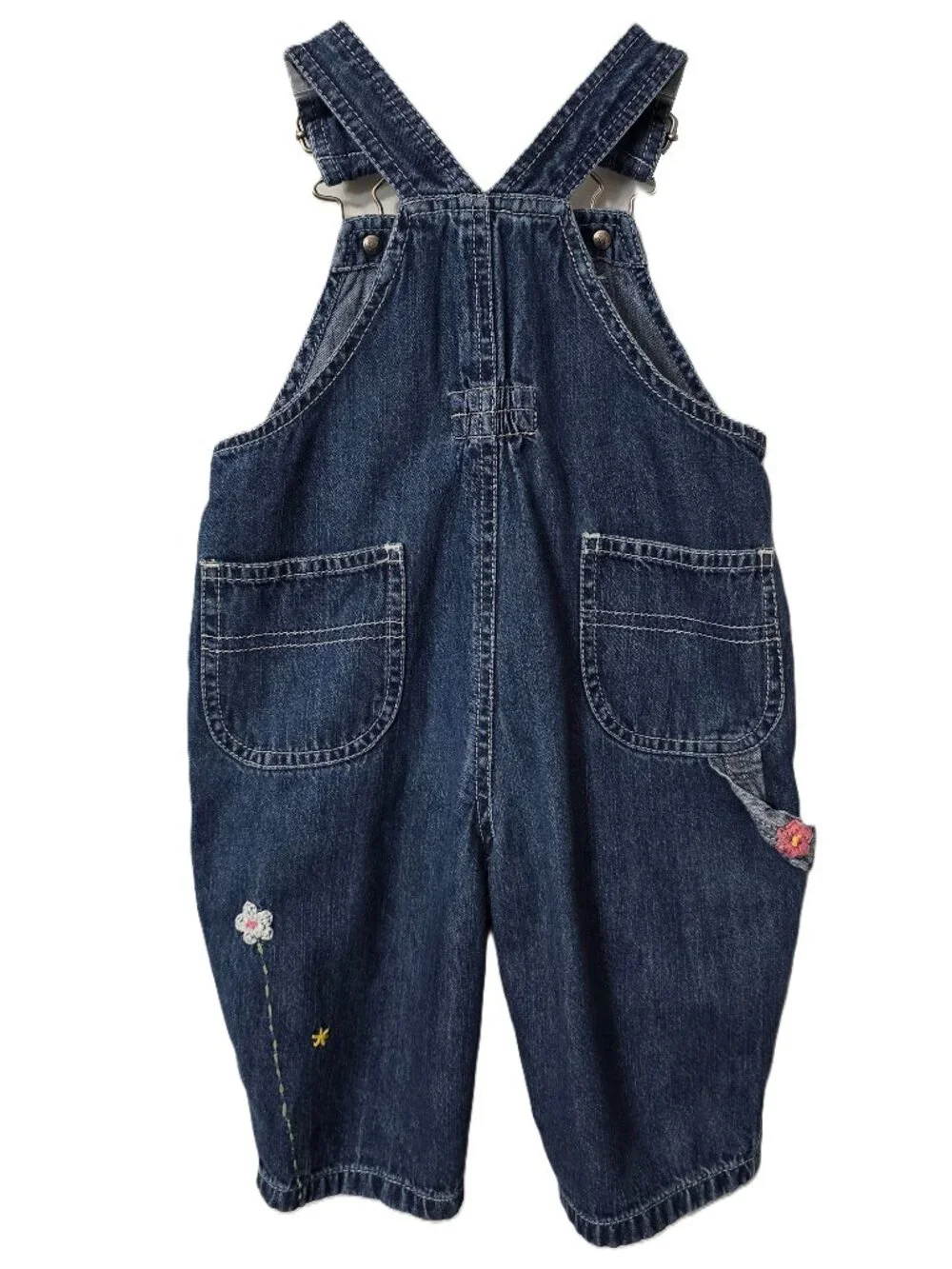 Vintage Baby GAP Denim Overalls 3 6 month Embroidery Flower Fall Pumpkin Y2K 90s
